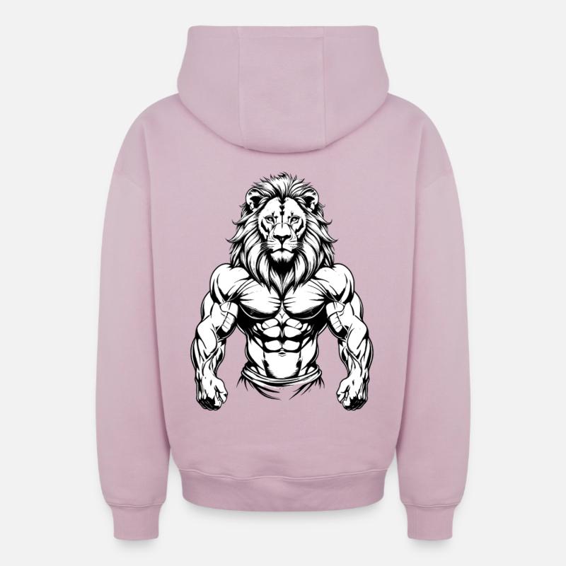 Force du Lion - Sweat à capuche unisexe zippé oversize épais SPREAD - rose poudré