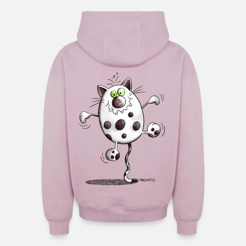 Mignon Chat - Sweat à capuche unisexe zippé oversize épais SPREAD - rose poudré