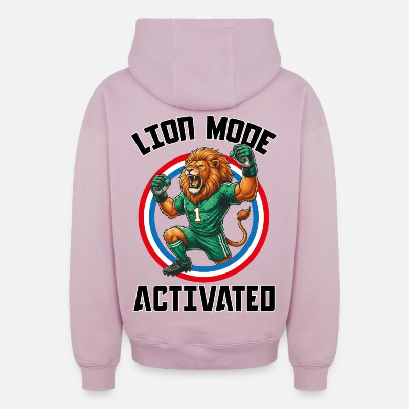 LionModeA - Sweat à capuche unisexe zippé oversize épais SPREAD - rose poudré