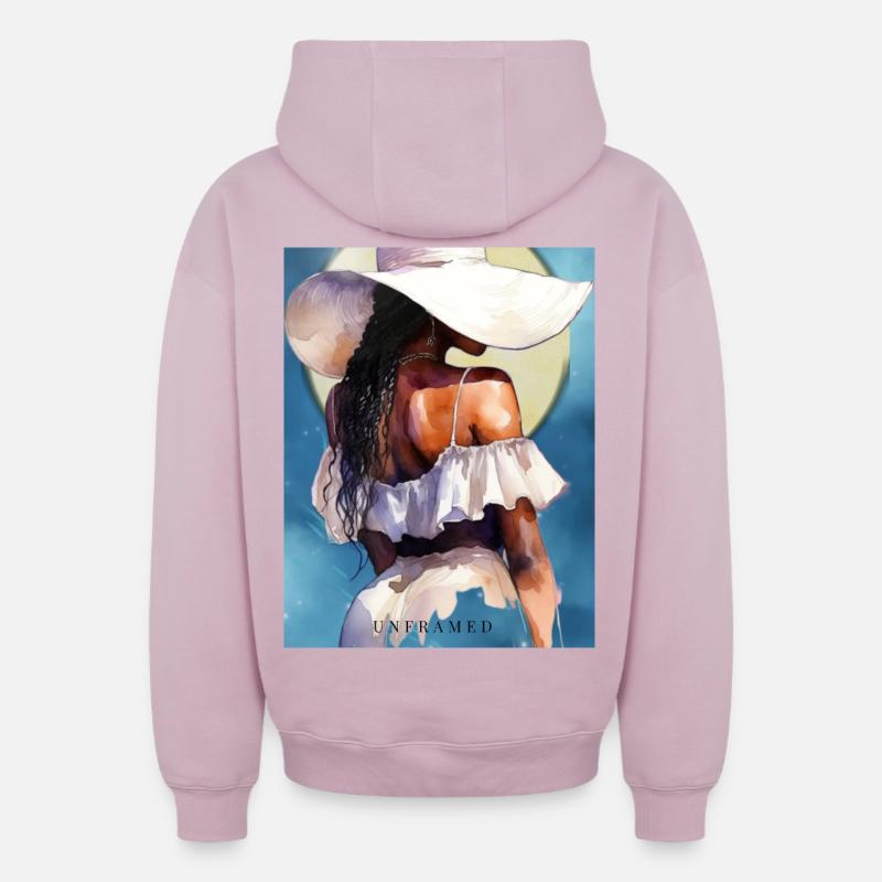 Non encadré - Sweat à capuche unisexe zippé oversize épais SPREAD - rose poudré