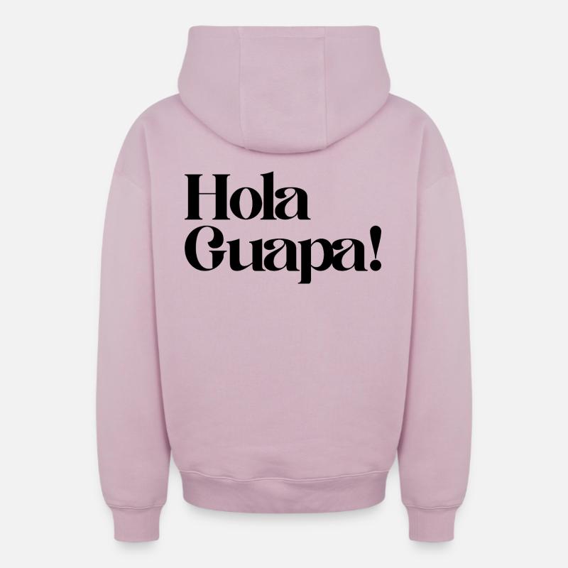 Hola Guapa ! - Sweat à capuche unisexe zippé oversize épais SPREAD - rose poudré