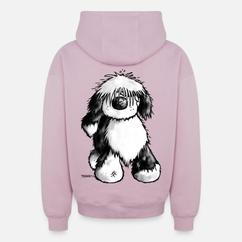 Terrier tibétain - Chien - Sweat à capuche unisexe zippé oversize épais SPREAD - rose poudré