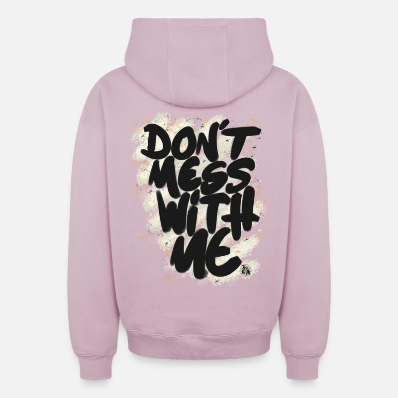 Don't mess with me - Sweat à capuche unisexe zippé oversize épais SPREAD - rose poudré