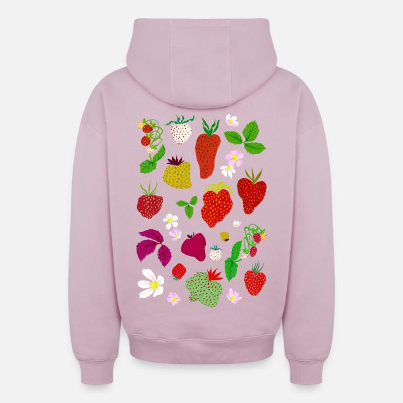FRAISES - Sweat à capuche unisexe zippé oversize épais SPREAD - rose poudré