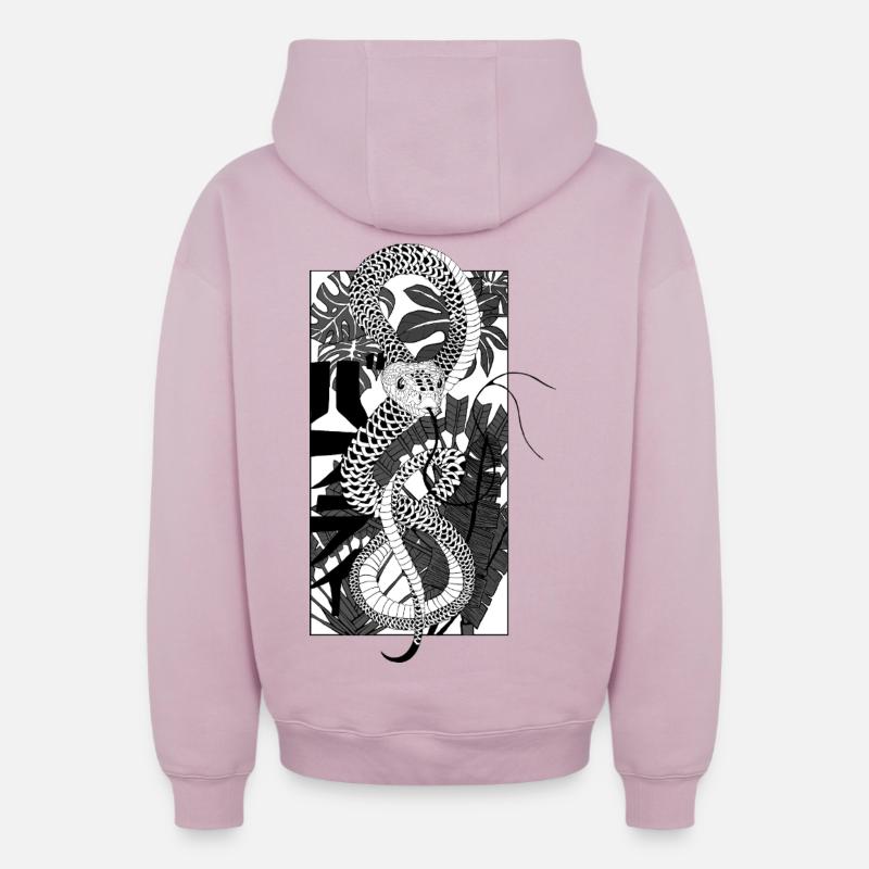 Serpent 2 - Sweat à capuche unisexe zippé oversize épais SPREAD - rose poudré