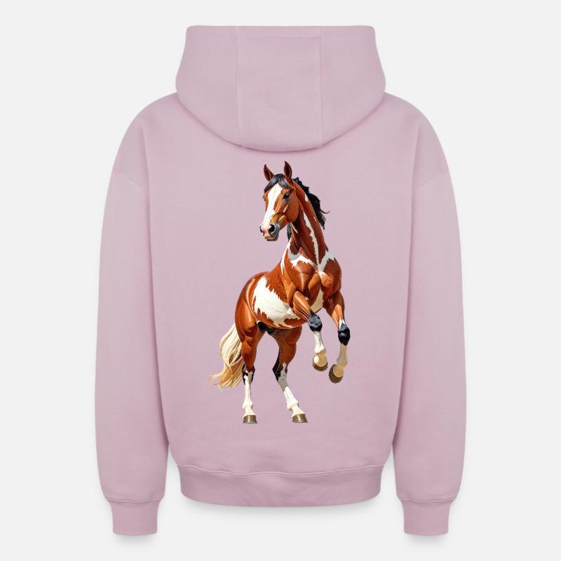 Cheval - Sweat à capuche unisexe zippé oversize épais SPREAD - rose poudré