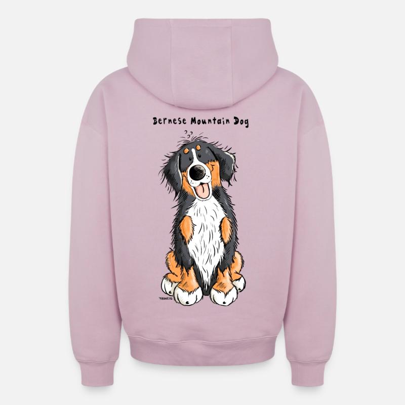 Bouvier bernois - Sweat à capuche unisexe zippé oversize épais SPREAD - rose poudré