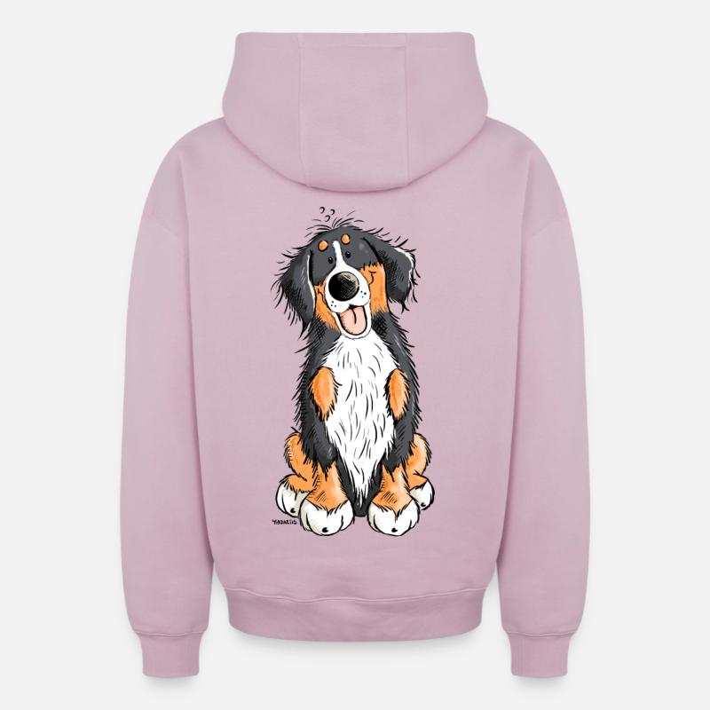 Bouvier bernois - Sweat à capuche unisexe zippé oversize épais SPREAD - rose poudré