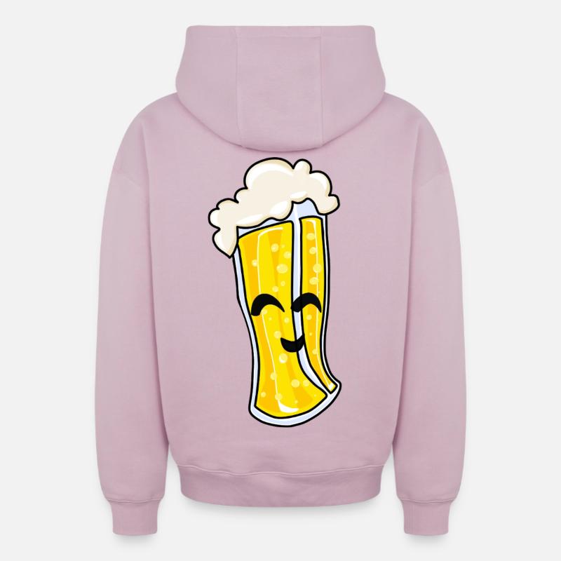 Beer joy - Sweat à capuche unisexe zippé oversize épais SPREAD - rose poudré
