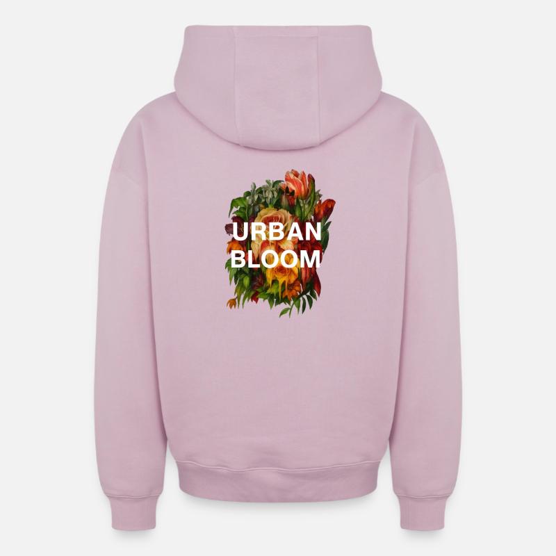 Urban_Bloom - Sweat à capuche unisexe zippé oversize épais SPREAD - rose poudré