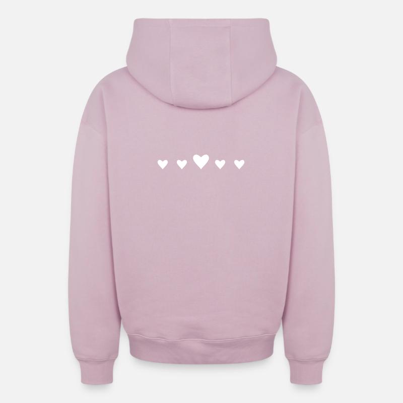 Des cœurs blancs d’affilée - Sweat à capuche unisexe zippé oversize épais SPREAD - rose poudré