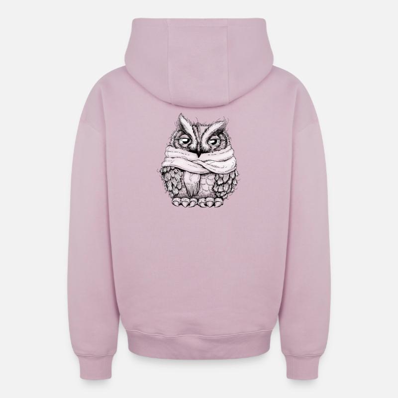 Frierende Eule - Oversized Heavyweight Unisex Zip Hoodie - Altrosa