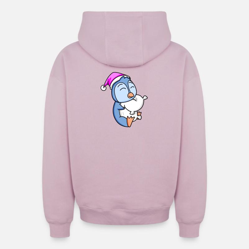Pingouin avec oreiller - Sweat à capuche unisexe zippé oversize épais SPREAD - rose poudré