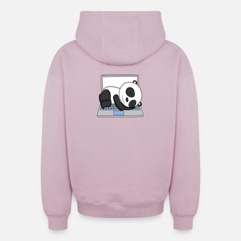 Panda - Sweat à capuche unisexe zippé oversize épais SPREAD - rose poudré