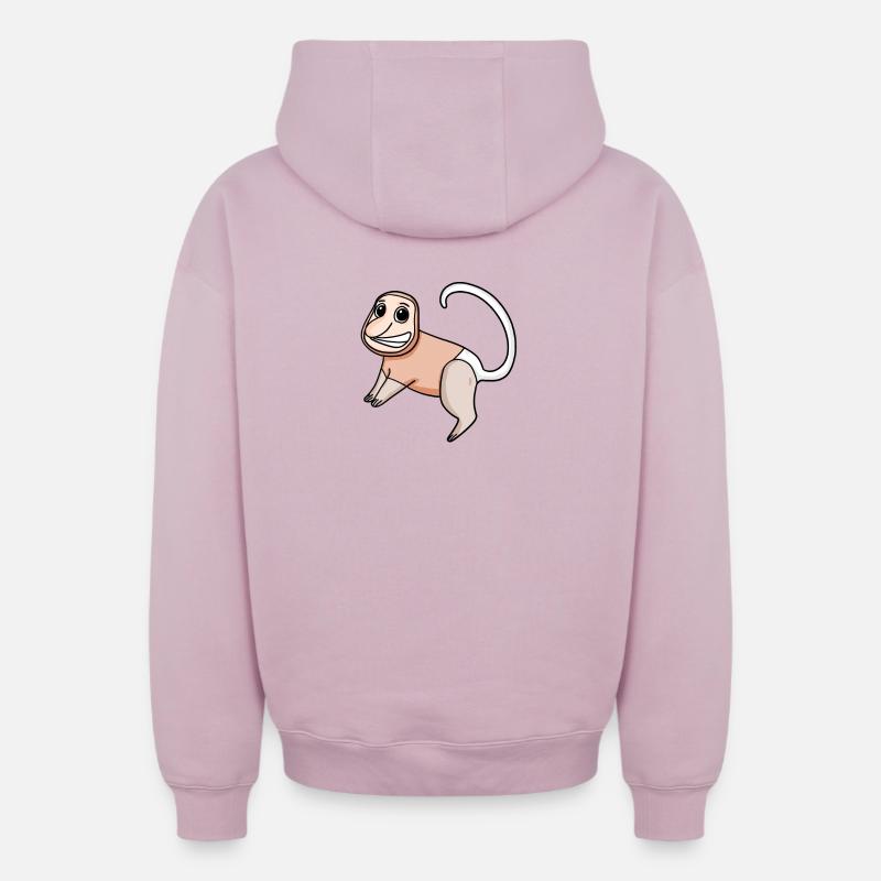 Proboscis Monkey Monkey Monkey - Oversized Heavyweight Unisex Zip Hoodie - dusky pink