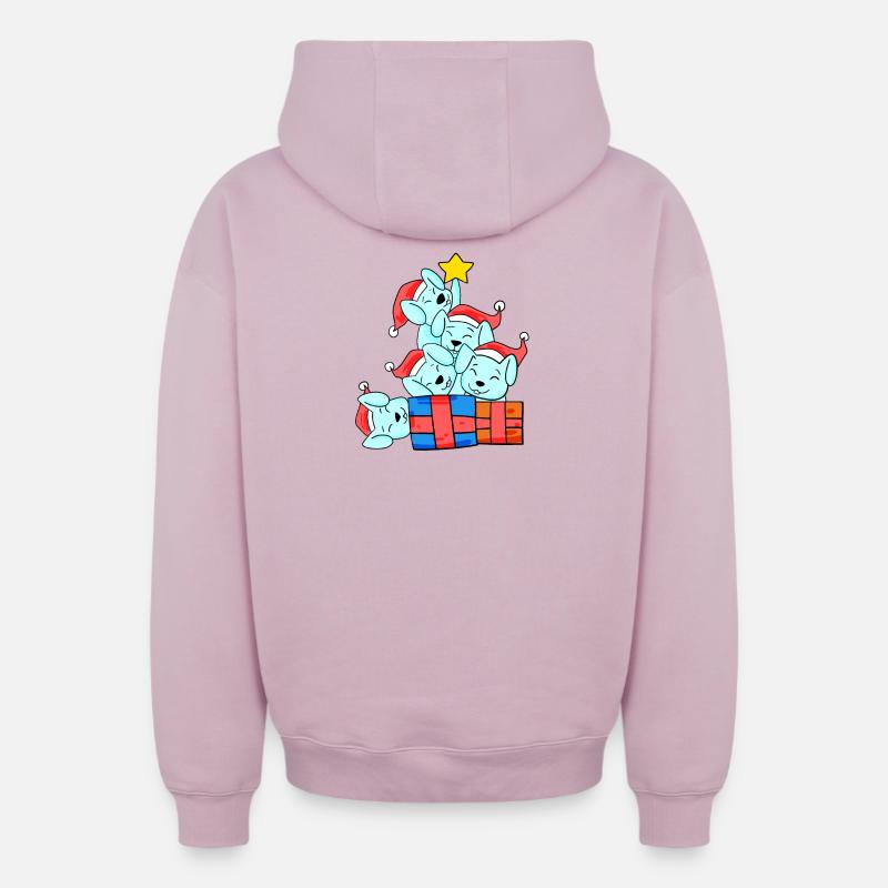 Arbre de Noël Lapin - Sweat à capuche unisexe zippé oversize épais SPREAD - rose poudré