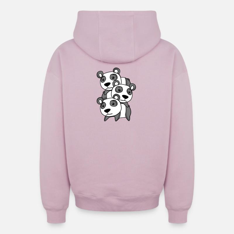 Pandas Panda - Sweat à capuche unisexe zippé oversize épais SPREAD - rose poudré