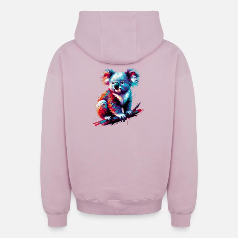 Koala - Sweat à capuche unisexe zippé oversize épais SPREAD - rose poudré
