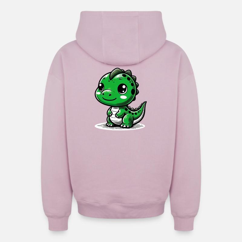 Dinosaure - Sweat à capuche unisexe zippé oversize épais SPREAD - rose poudré