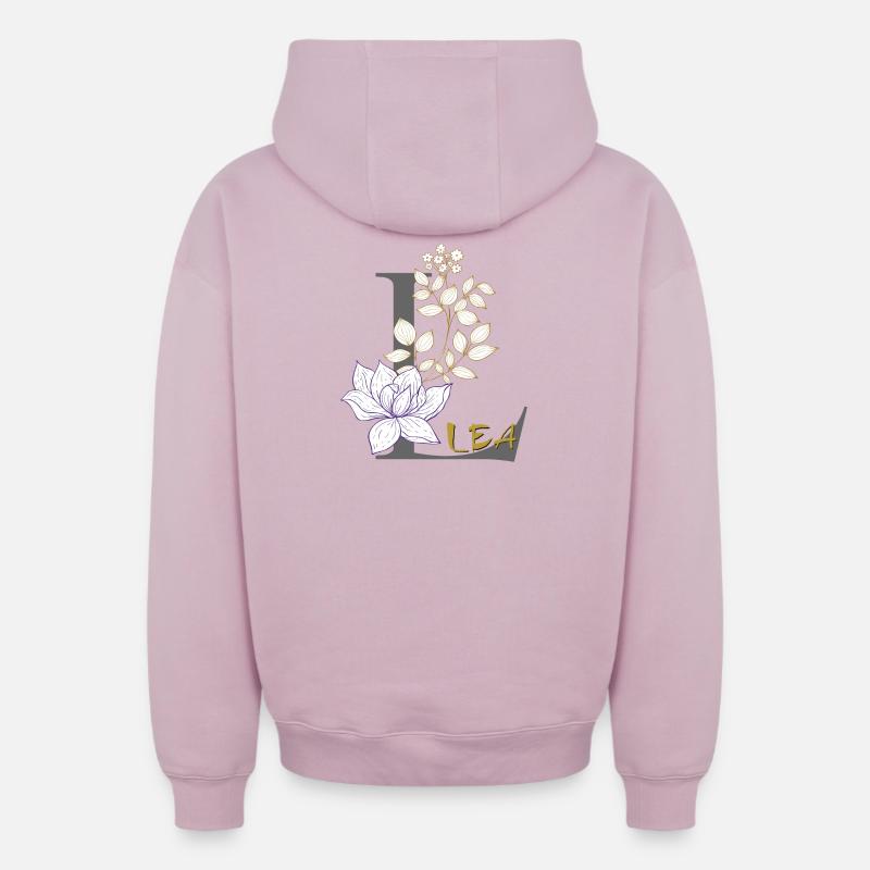 Lettre L Initiale Lea - Sweat à capuche unisexe zippé oversize épais SPREAD - rose poudré