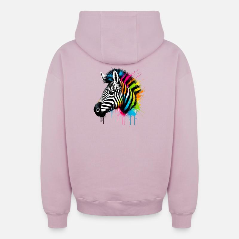 Zèbre - Sweat à capuche unisexe zippé oversize épais SPREAD - rose poudré