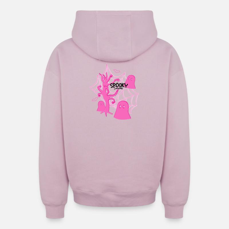 Rose Effrayant Saison/Halloween - Sweat à capuche unisexe zippé oversize épais SPREAD - rose poudré