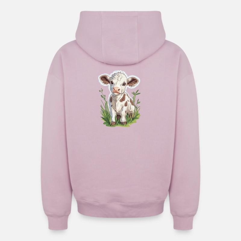 Vache - Sweat à capuche unisexe zippé oversize épais SPREAD - rose poudré