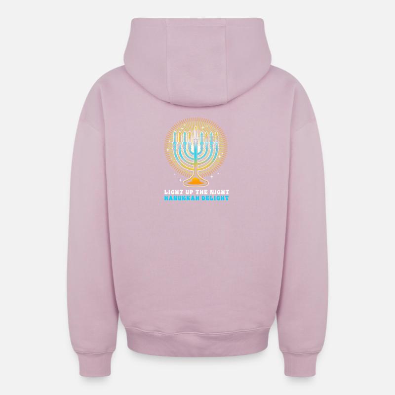 Hanoukka Hanoukka Hanoukka - Sweat à capuche unisexe zippé oversize épais SPREAD - rose poudré