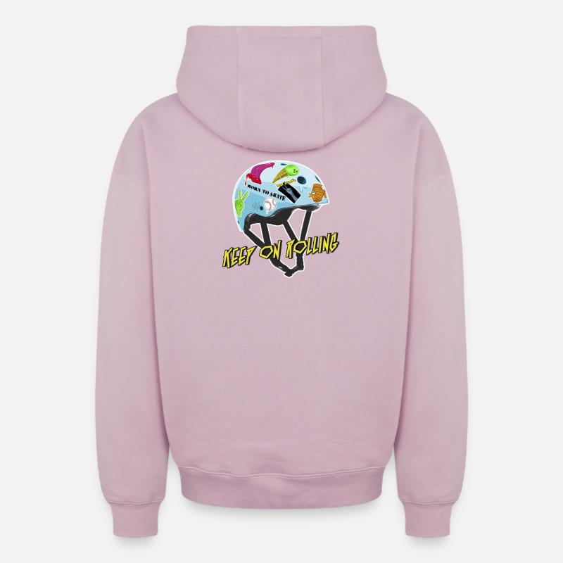 Patineur - Sweat à capuche unisexe zippé oversize épais SPREAD - rose poudré