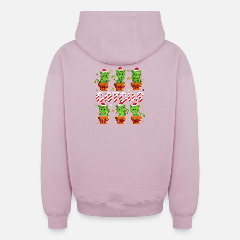 Cactus de Noël Caticus - Sweat à capuche unisexe zippé oversize épais SPREAD - rose poudré