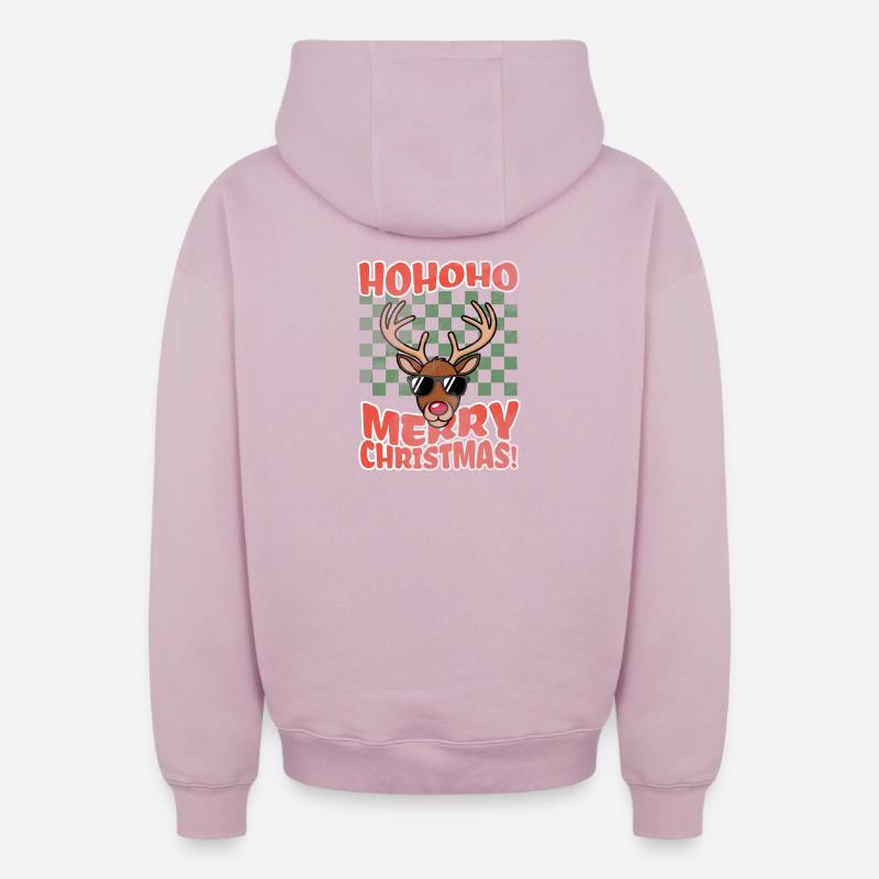 Renne - Sweat à capuche unisexe zippé oversize épais SPREAD - rose poudré