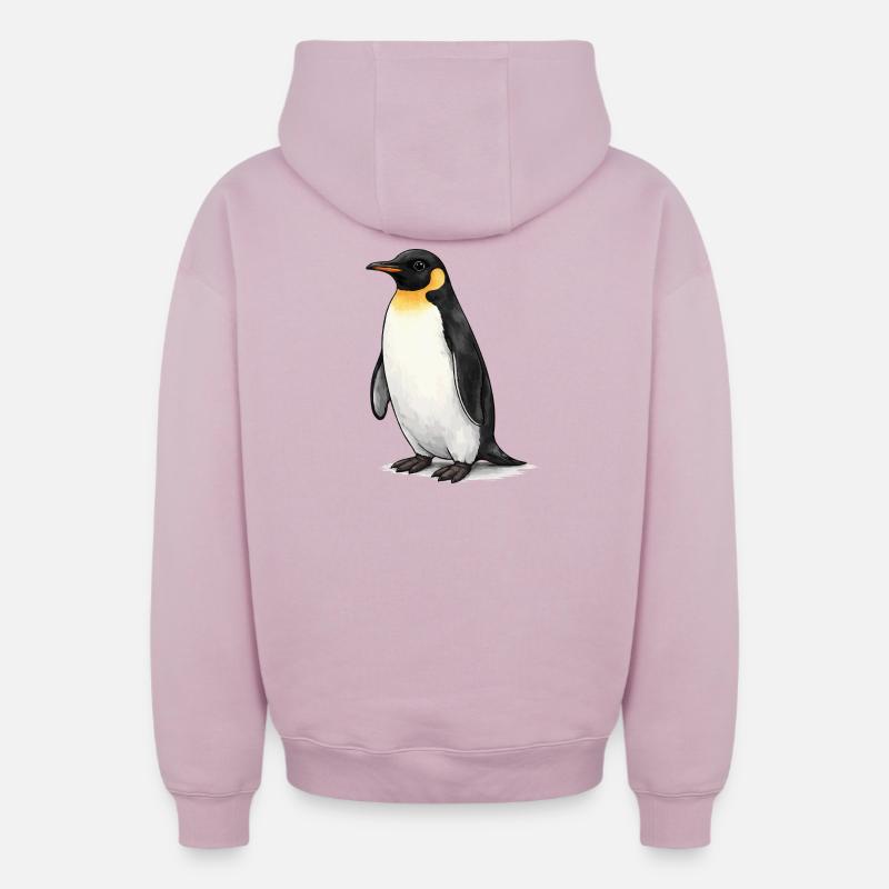 Pingouin - Sweat à capuche unisexe zippé oversize épais SPREAD - rose poudré