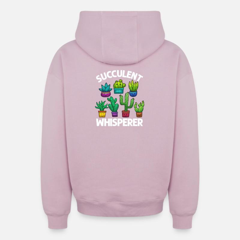 Chuchoteur de succulentes - Sweat à capuche unisexe zippé oversize épais SPREAD - rose poudré