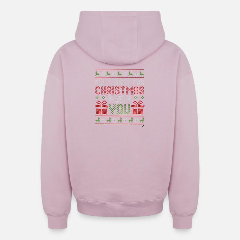 Weihnachtskreuzstich Abbildung mit Inschrift - Oversized Heavyweight Unisex Zip Hoodie - Altrosa