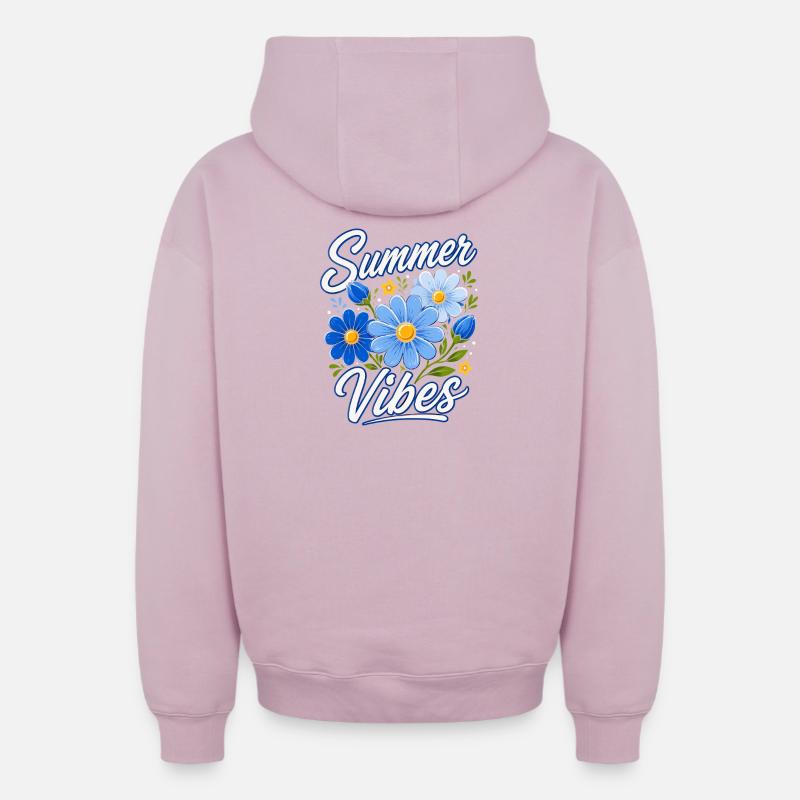 Summer Vibes Bouquet - Sweat à capuche unisexe zippé oversize épais SPREAD - rose poudré