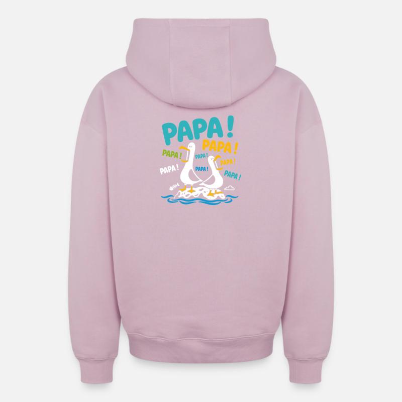Papas oiseaux  - Sweat à capuche unisexe zippé oversize épais SPREAD - rose poudré
