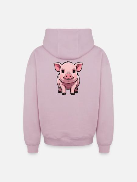 Fermier cadeau cochon mignon - Sweat à capuche unisexe zippé oversize épais SPREAD - rose poudré