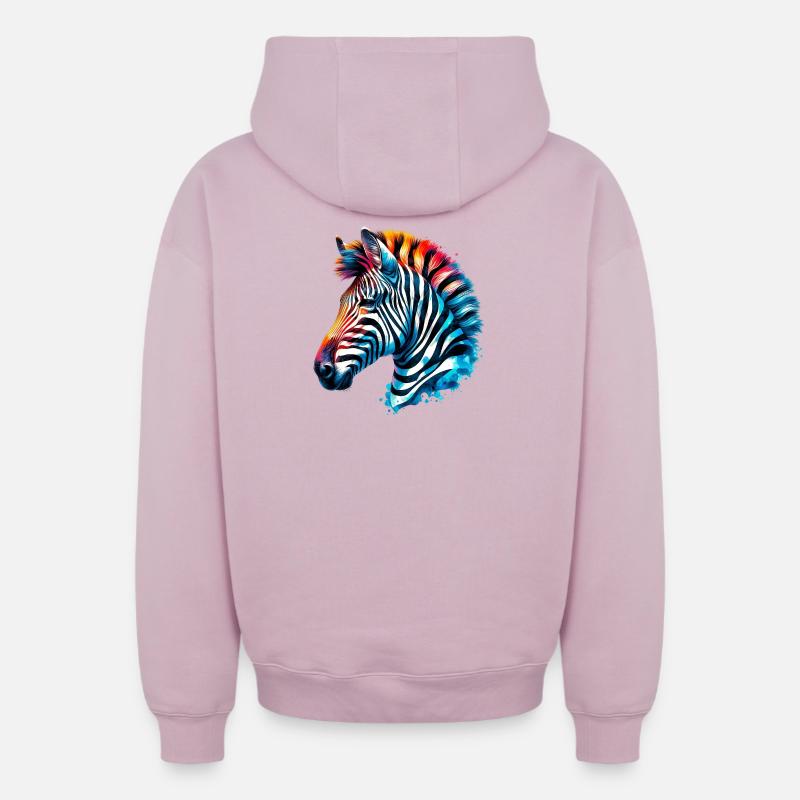 Zèbre - Sweat à capuche unisexe zippé oversize épais SPREAD - rose poudré