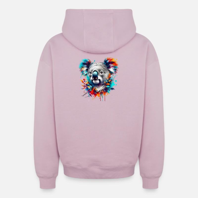 Koala - Sweat à capuche unisexe zippé oversize épais SPREAD - rose poudré