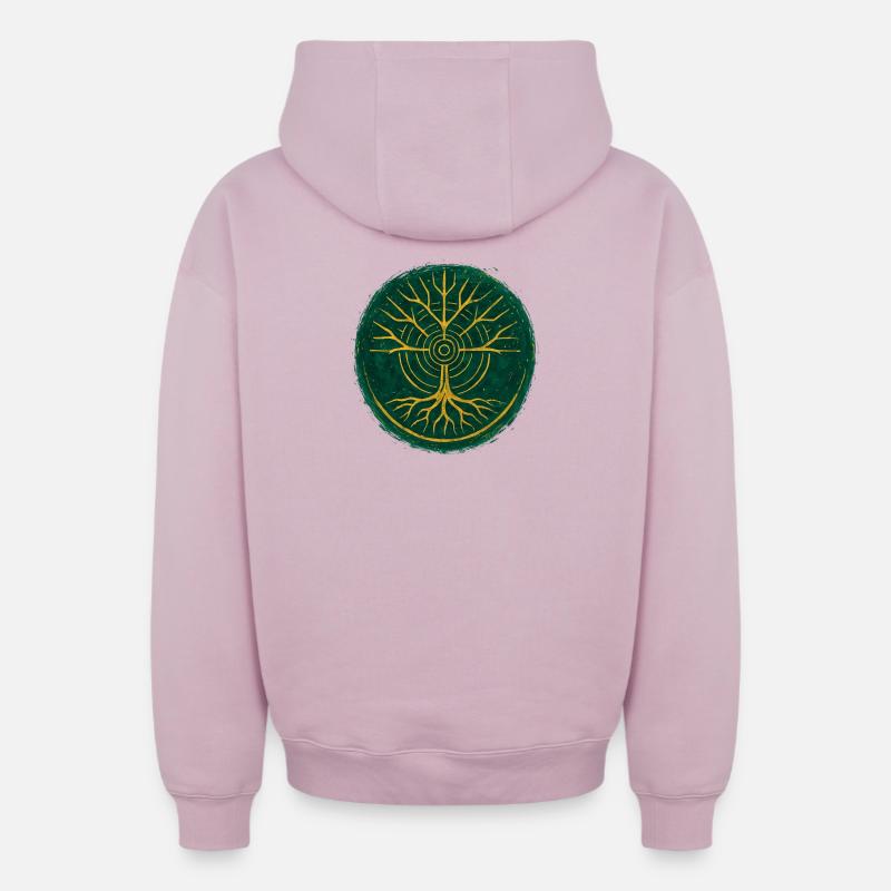 Arbre de Vie - Gaïa - Sweat à capuche unisexe zippé oversize épais SPREAD - rose poudré