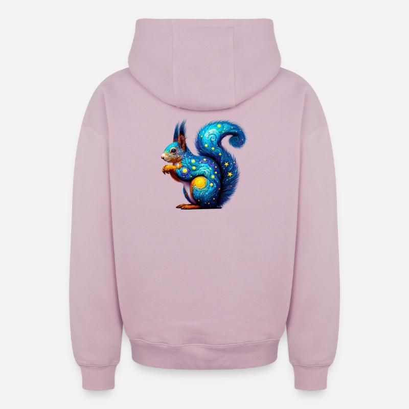 Écureuil - Sweat à capuche unisexe zippé oversize épais SPREAD - rose poudré