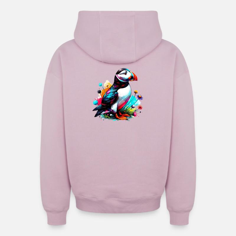 Macareux - Sweat à capuche unisexe zippé oversize épais SPREAD - rose poudré