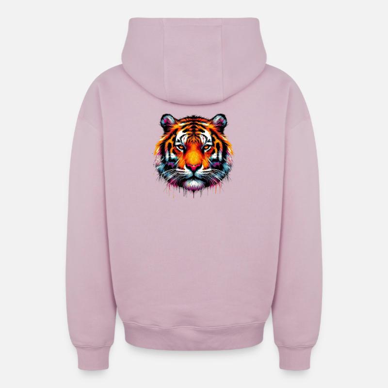 Tigre - Sweat à capuche unisexe zippé oversize épais SPREAD - rose poudré