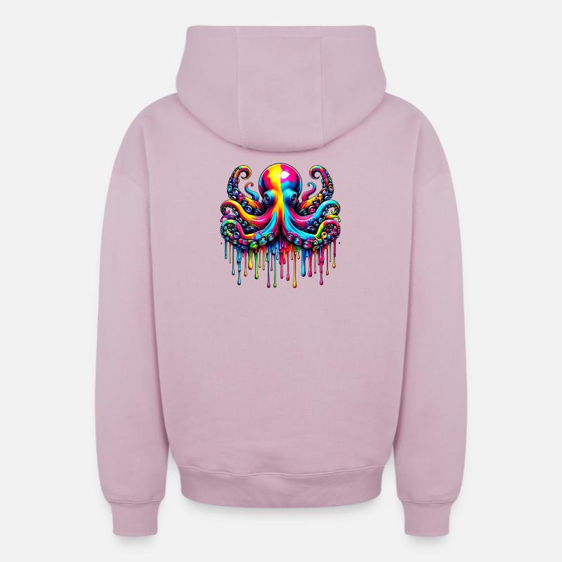 Pieuvre - Sweat à capuche unisexe zippé oversize épais SPREAD - rose poudré