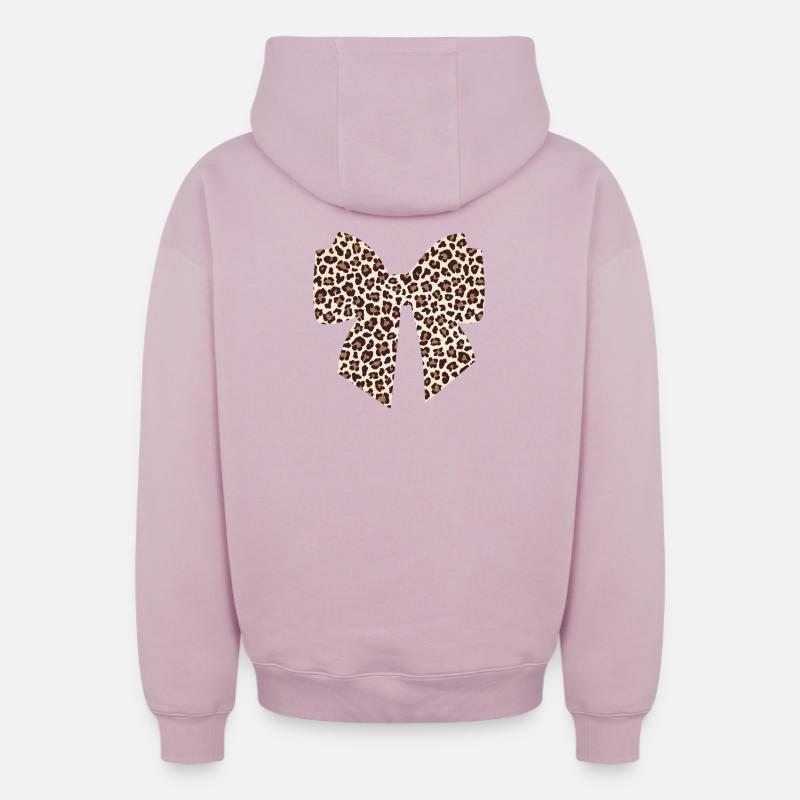 Noeud leopard idée cadeau  - Sweat à capuche unisexe zippé oversize épais SPREAD - rose poudré