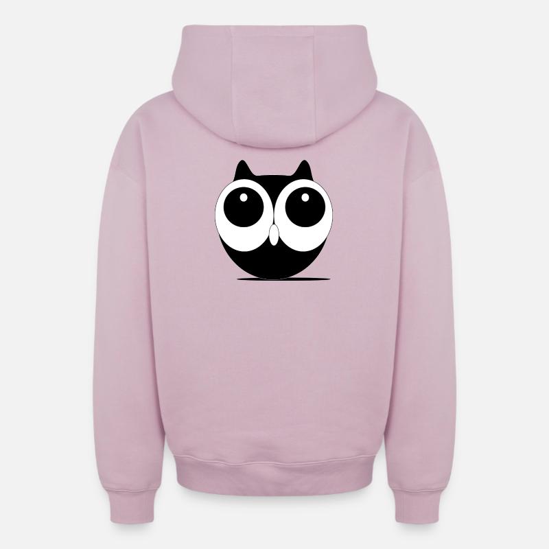 Grand-Œil Kawaii Noir & Blanc - Sweat à capuche unisexe zippé oversize épais SPREAD - rose poudré