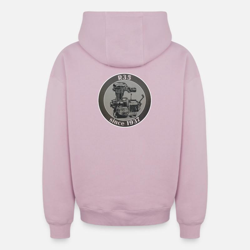 R35 since 1937 - Sweat à capuche unisexe zippé oversize épais SPREAD - rose poudré
