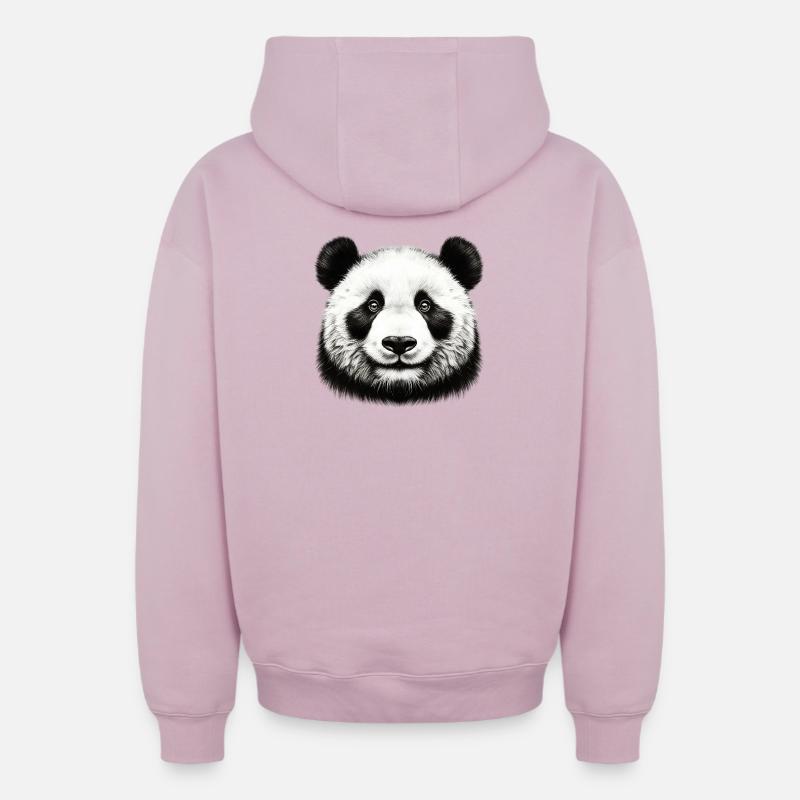Panda - Sweat à capuche unisexe zippé oversize épais SPREAD - rose poudré
