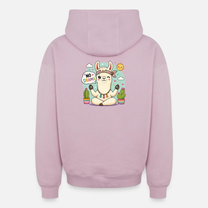 Pas de drame Lama - Sweat à capuche unisexe zippé oversize épais SPREAD - rose poudré
