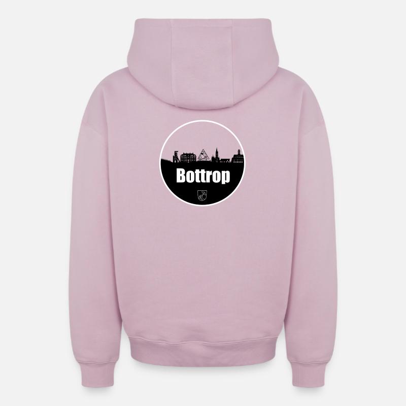 Bottrop Transparence Skyline - Sweat à capuche unisexe zippé oversize épais SPREAD - rose poudré